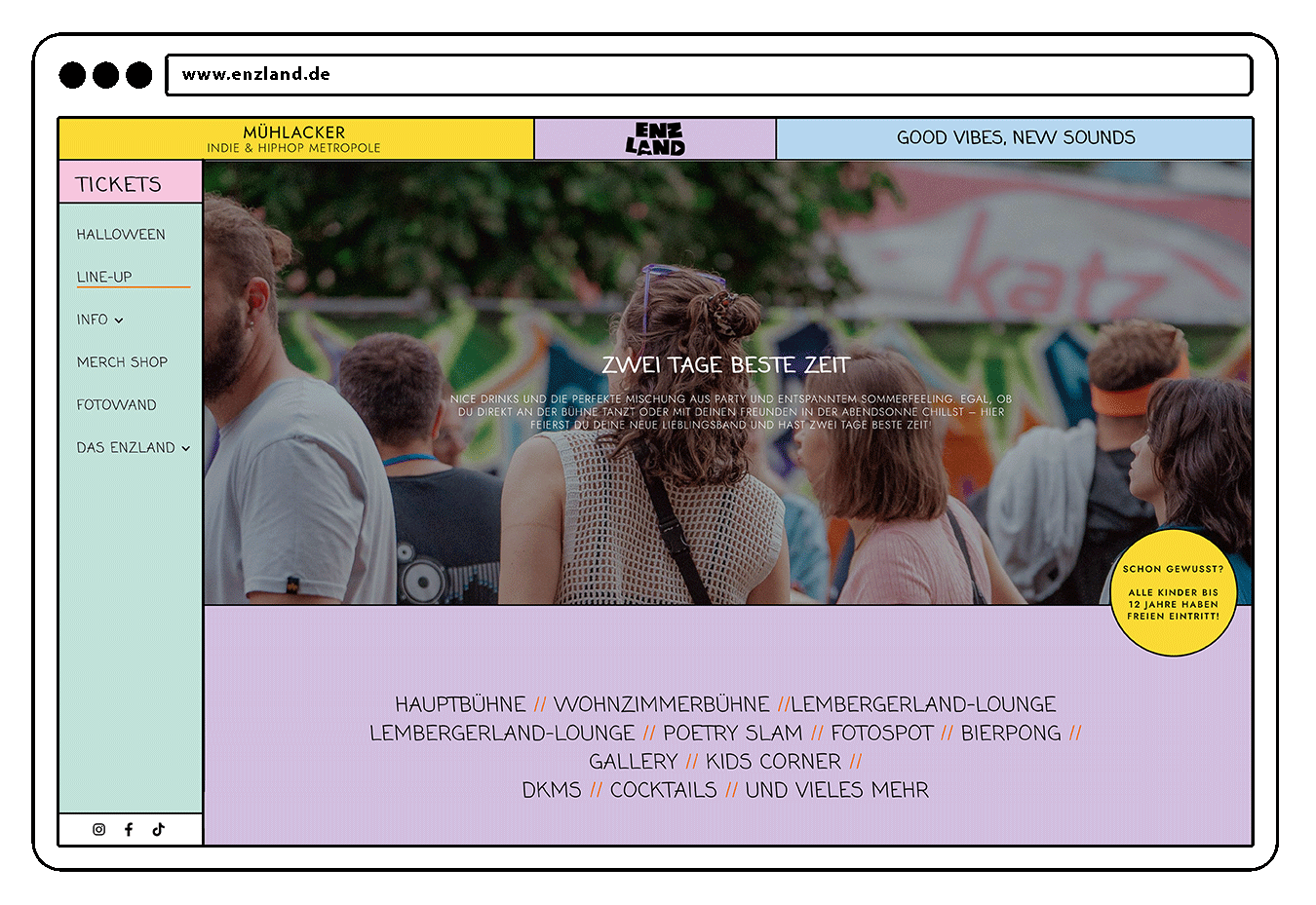 Logo von Enzland, einer Veranstaltung für Indie und Hip-Hop Musik.